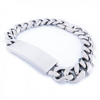 Stainless Steel Faceted Curb Chain Plain ID Bracelet 11mm 8" - CP11BF4X5E5