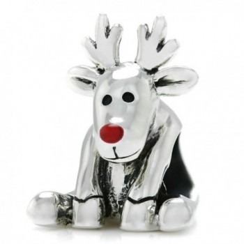 Bella Fascini Rudolph Red Nose Reindeer Christmas Bead 925 Sterling Silver Fits Compatible Bracelets - C8116QI2FEV