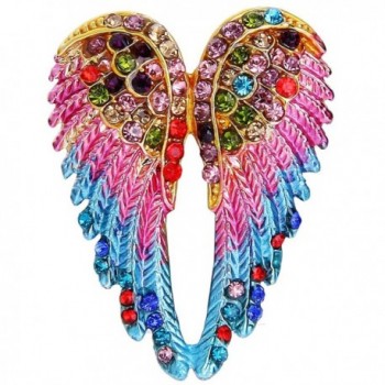 EVER FAITH Women's Austrian Crystal Enamel Angel Wings Brooch Pin - Gold-Tone Multicolor - C811GAEQKZZ
