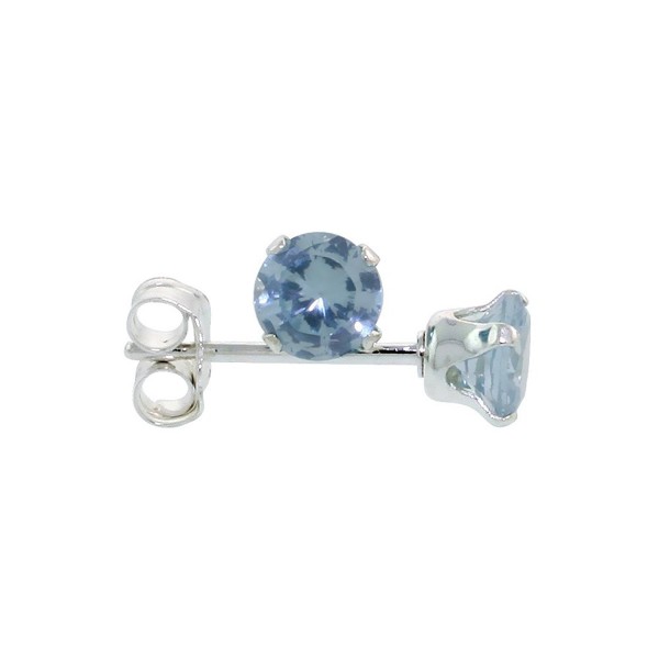 Sterling Silver Cubic Zirconia Blue Topaz Earrings Studs 4 mm Topaz Blue Color 1/2 carat/pair - CG114E29D9B