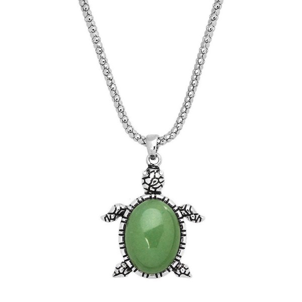 Falari Turtle Natural Stone Necklace With Gift Box - Aventurine - C812O39CCB3