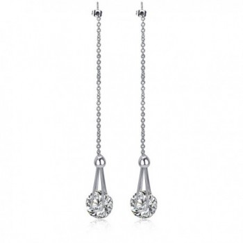 LicLiz 2 Carat Cubic Zirconia Long Threader Drop Earrings Dangle Ear Line for Women 4.7" - white gold color - C4188S398D8