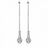 LicLiz 2 Carat Cubic Zirconia Long Threader Drop Earrings Dangle Ear Line for Women 4.7" - white gold color - C4188S398D8
