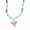 Shark Tooth Pendant on Tiger Wood and Light Blue Puka Shell Necklace - CJ12EPG8GHP