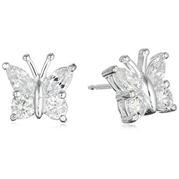 MOBODY BUTTERFLY STAINLESS STEEL EARRINGS - White Topaz - CX12O9SAPC8