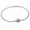 Rhodium On Sterling Silver Snake Bracelet with Round Sun Moon Bead Clasp for European Charms - CT12MZX2MLH