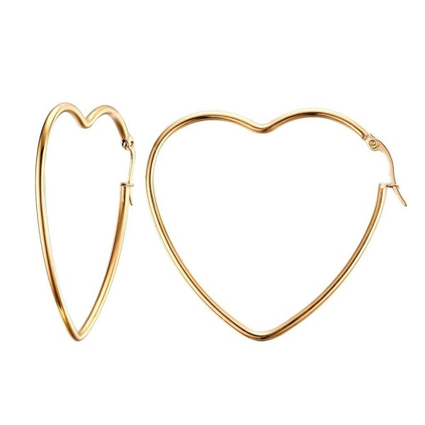 UM Jewelry Stainless Steel Womens Love Heart Big Hoop Earrings Gold Tone - CQ12KLUUO2T