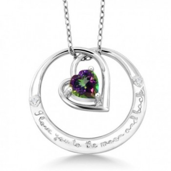 925 Sterling Silver "I love you to the moon and back" Mystic Green Topaz and Diamond Pendant - CL182266LSC