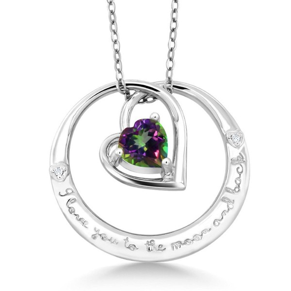 925 Sterling Silver "I love you to the moon and back" Mystic Green Topaz and Diamond Pendant - CL182266LSC