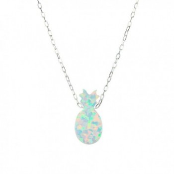 Opal Pineapple Necklace Pendant Sterling Silver Tropical Fruit Pendant Necklace - CB1864AINUC