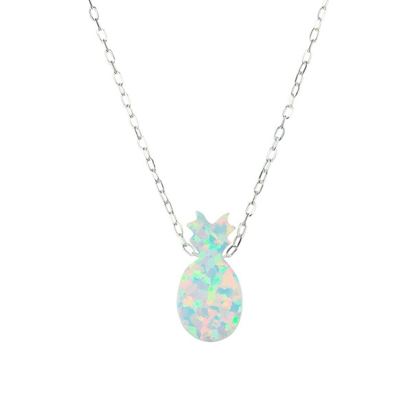 Opal Pineapple Necklace Pendant Sterling Silver Tropical Fruit Pendant Necklace - CB1864AINUC