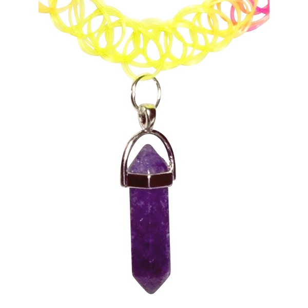 Purple Crystal Point Rainbow Stretch Choker Necklace - C712BF3EX5F