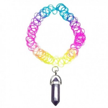 Purple Crystal Rainbow Stretch Necklace
