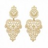 Peony.T Women's Bohemian Filigree Chandelier Hollow Lace Pattern Statement Dangle Earrings in Gold Color - CA186XHSX4C
