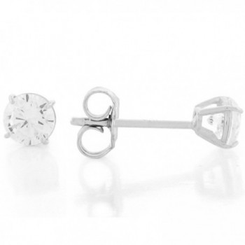 Sterling Silver Round Brilliant Cut 4mm White CZ Post-style Earrings - CX11HOLQ8FL