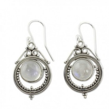 NOVICA Moonstone - Rainbow .925 Sterling Silver Dangle Earrings 'Mumbai Moons' - C212DUHT0RZ