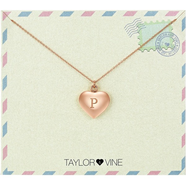 Love Letter Initial Necklace Heart Pendant Engraved I Love You- 16" by Taylor and Vine - CF12NETFBJ7