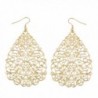 Lux Accessories Goldtone Large Ornate Filigree Teardrop Dangle Fashion Earrings - C817YQRGC0Y