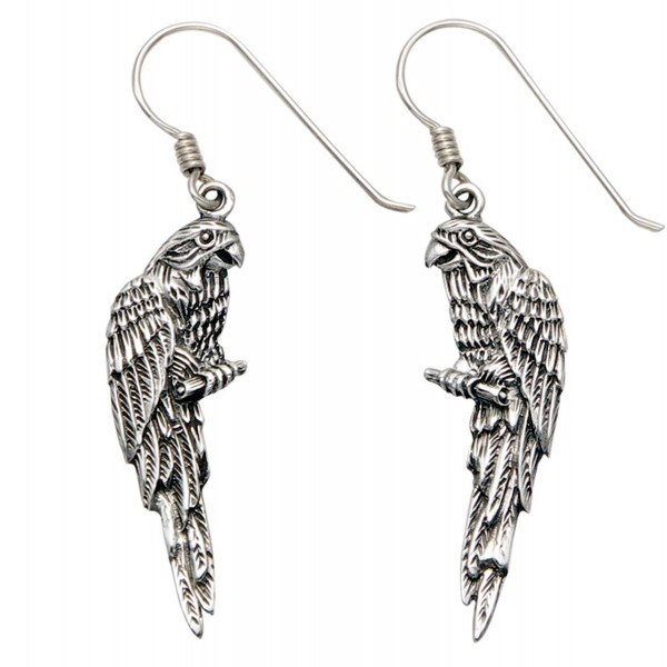 Sterling Silver Parrot on Perch Wire Earrings - CN11HOWAE6X