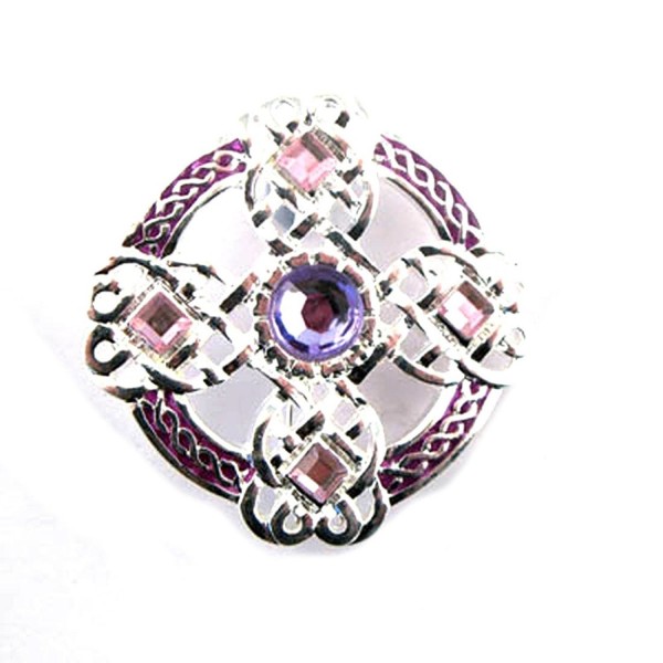 Silver Plated Celtic Brooch with Coloured Enamel And Faceted Stones. - CG11TMIPGST