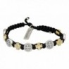 Blessings in Faith Gold Tone and Silver Tone Cross Bracelet - Gold and Silver Plated Medals on Black - CG124S02DT5