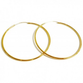 24k Yellow Gold Plated Large Continuous Endless Hoop Earrings 45 mm x 1.5 mm Tube Thick - CZ11AYTHW45