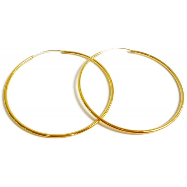 24k Yellow Gold Plated Large Continuous Endless Hoop Earrings 45 mm x 1.5 mm Tube Thick - CZ11AYTHW45