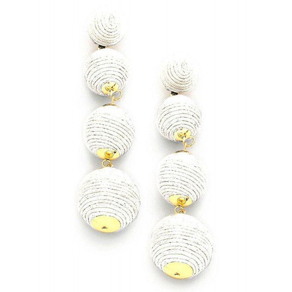 Women's Quadruple Thread Lantern Ball Dangle Fashion Earrings - White - CC182TEKDNN