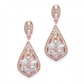 Mariell 14K Rose Gold Plated Art Deco Cubic Zirconia Wedding or Special Occasion Earrings - CR12JV6S2S7