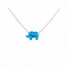 Blue Opal Elephant 925 Sterling Silver Necklace. Baby Lucky Elephant Necklace - CM129G1UB77