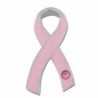 PinMart's Breast Cancer Pink Awareness Ribbon with Rhinestone Enamel Lapel Pin - CQ11K4WYLI3