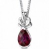Created Ruby Pendant Necklace Sterling Silver Rhodium Nickel Finish 2.25 Carats Pear Shape - CX113RDDCP9