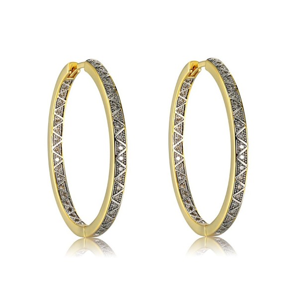 Richapex 18K Gold Plated Brass and Cubic Zirconia Hoop Earrings by - Silver-gold - CB1885E2WXT