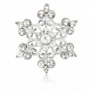 Akianna Silver-tone Swarovski Element Crystals Scroll Snowflake Pin Brooch - CO12736UOF1