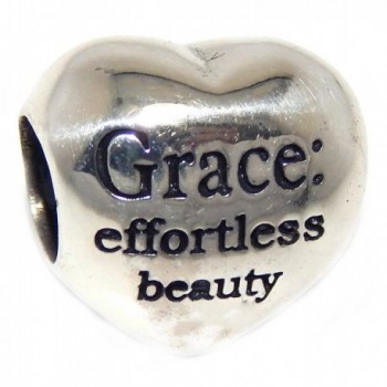 Solid 925 Sterling Silver " 'Grace: effortless beauty' Heart" Charm Bead - CY12O20NVIY