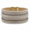 Lux Accessories White Multi Chain Crystal Stone Goldtone Rust Magnetic Bracelet - CV12LO558KN