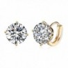 14K Gold Plated With Cubic Zirconia CZ Diamond Small Round Halo Hoop Earrings for Women Girl - C2188E33WZW