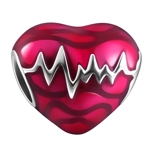 SOUFEEL Heartbeat Charm Red Heart 925 Sterling Silver Charms Fit European Bracelet and Necklace Memorable Gift - CO12KPQZ1UT SOUFEEL Heartbeat Charm Red Heart 925 Sterling Silver Charms Fit European Bracelet and Necklace Memorable Gift - CO12KPQZ1UT