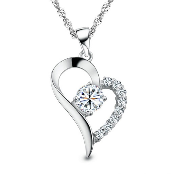 You Are the Only One in My Heart Sterling Silver Pendant Necklace- 18'' - CX12F2PFFJP