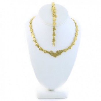 I LOVE YOU GOLD TONE HUGS AND KISSES NECKLACE & BRACELET SET XOXO STARBURST 18" - CI12L6YUZ1T