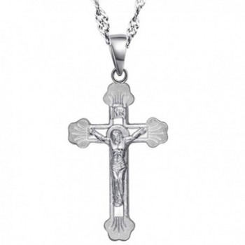 Chaomingzhen Sterling Silver Jesus Christ Crucifix Cross Pendant Necklace for Women - CH11D79Q0EN