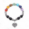 ISHOW 7 Chakra Healing Balance Stone Beaded Bracelet Yoga Reiki Charm Heart Bracelets - CO12CW5UT71