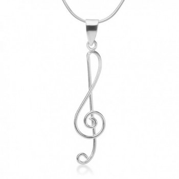 925 Sterling Silver Treble G Clef Musical Note Music Lover Pendant Necklace Silver Chain 18 inches - C21272JTCUH