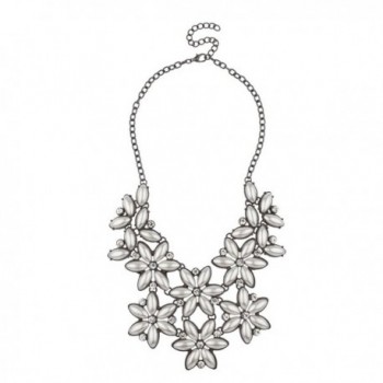 Lux Accessories Crystal Floral Flower Elegant Bride Bridal Statement Necklace. - CR11YLDLQST