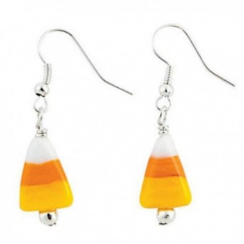 Candy Corn Glass Lampwork Dangle Earrings 1.75" Jewelry - CW11OIZJSCV