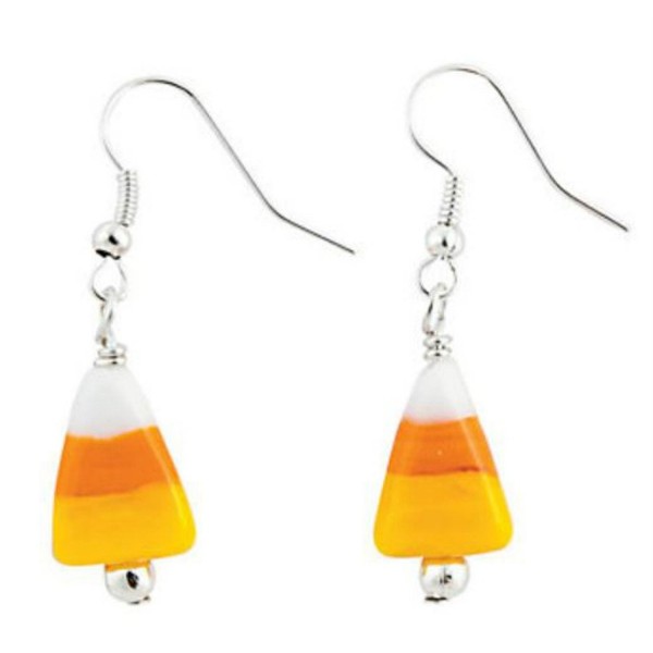 Candy Corn Glass Lampwork Dangle Earrings 1.75" Jewelry - CW11OIZJSCV
