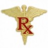 PinMart's Gold and Red RX Caduceus Enamel Lapel Pin - CF11RM4HBE7