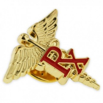 PinMarts Gold Caduceus Enamel Lapel