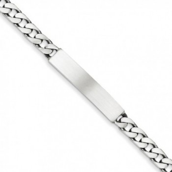 Sterling Silver 7 Inch Engraveable Antiqued Curb Link ID Bracelet - 7 Inch - C7113PTKMA7