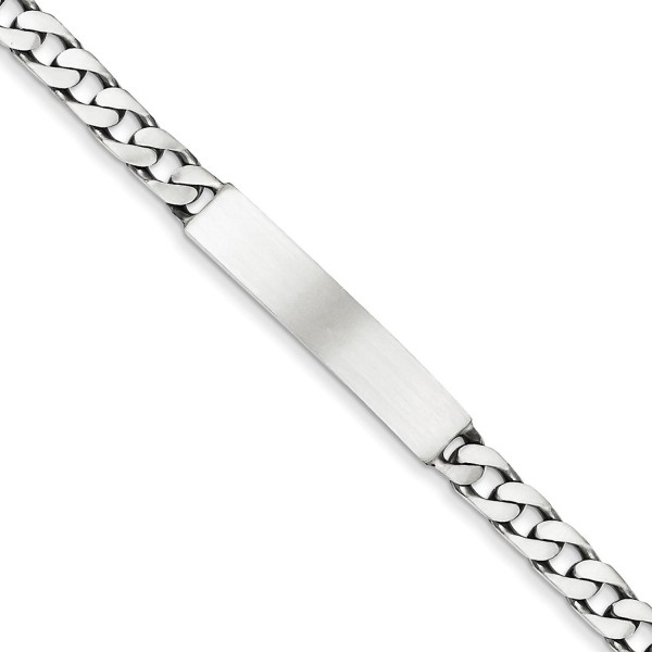 Sterling Silver 7 Inch Engraveable Antiqued Curb Link ID Bracelet - 7 Inch - C7113PTKMA7